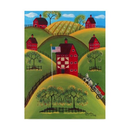 Trademark Fine Art Cheryl Bartley 'Red Apple Quilt Barns' Canvas Art, 24x32 ALI41154-C2432GG